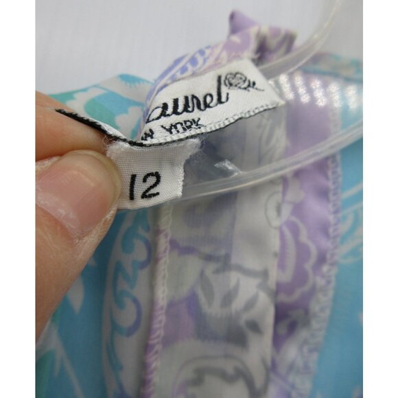 VINTAGE Eva Laurel Top 12 Blouse Paisley Striped Button Up Boho 90s - Picture 9 of 11